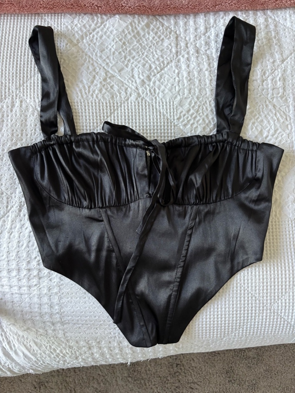 Black Satin Women's Crop Top